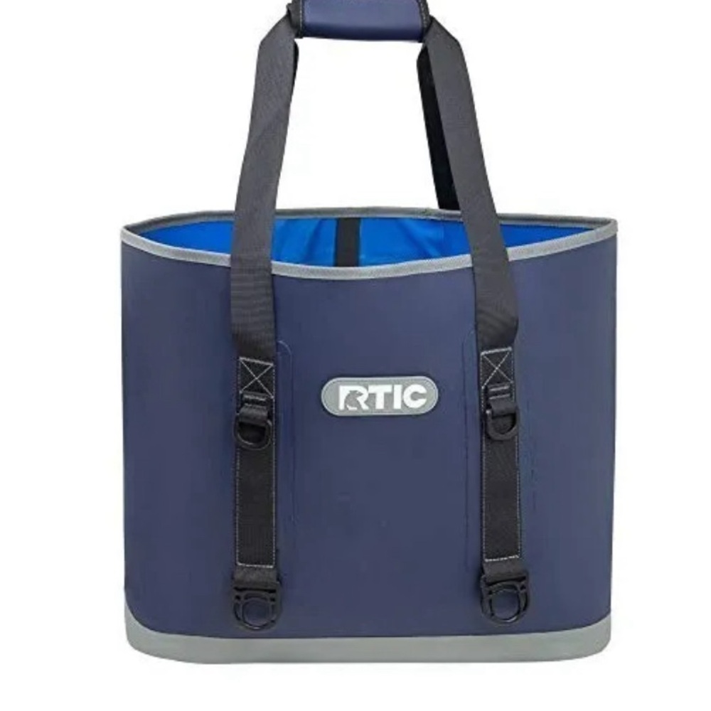 NWT RTIC Beach Bag & Tote- Navy blue/gray trim- royal blue interior